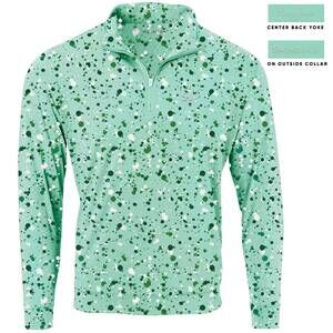 NEW SWINGJUICE men's golf splatter quarter zip sweatshirt in mint